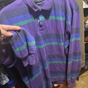 Polo by Ralph Lauren Men's Shirt in Purple with Green and Blue Stripes